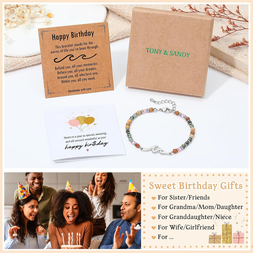 TONY & SANDY Women's Natural Stone Wave Bracelet