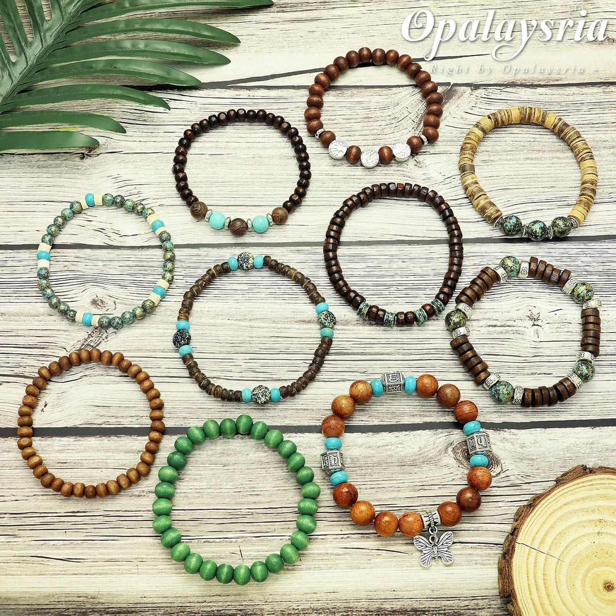 Opalaysria Women's Bohemian Beaded Stretch Bracelet Set