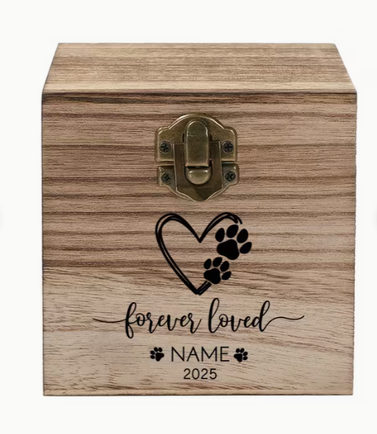 Beautiful personalised pet urn for ashes and pet hair keep sake