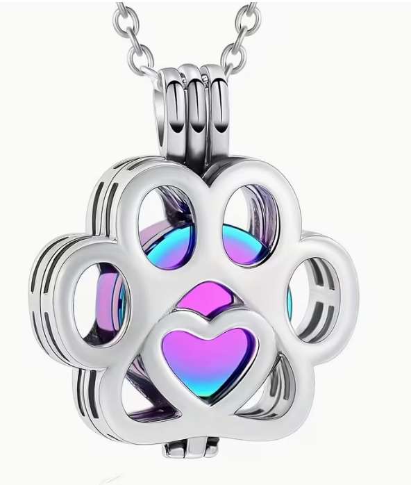 Beautiful pet ashes urn stainless steel necklace